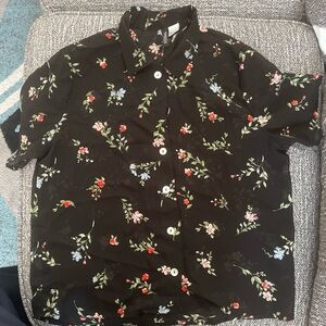 Floral Black see-through women’s Shirt